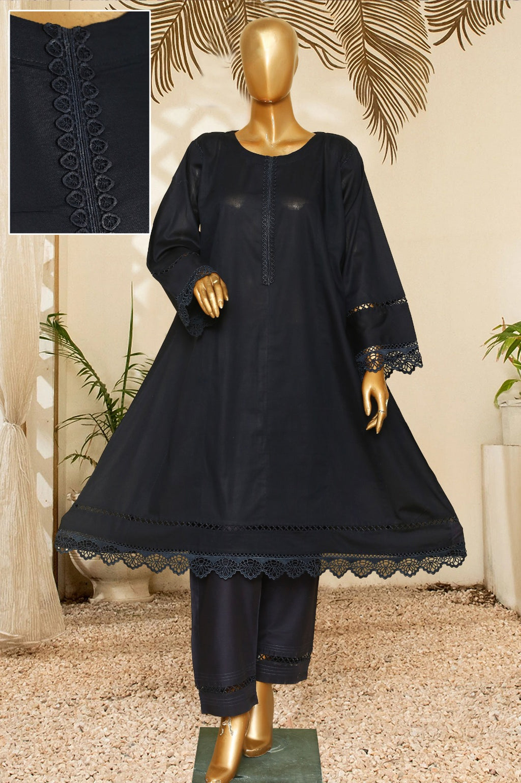 Seema Jee Black Embroidered 2 Piece Suit – Medium Size | Women's Premium Casual Wear
