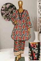 Seema Jee Black & Red Floral Printed 2 Piece Lawn Suit – Medium Size | Women's Casual Wear