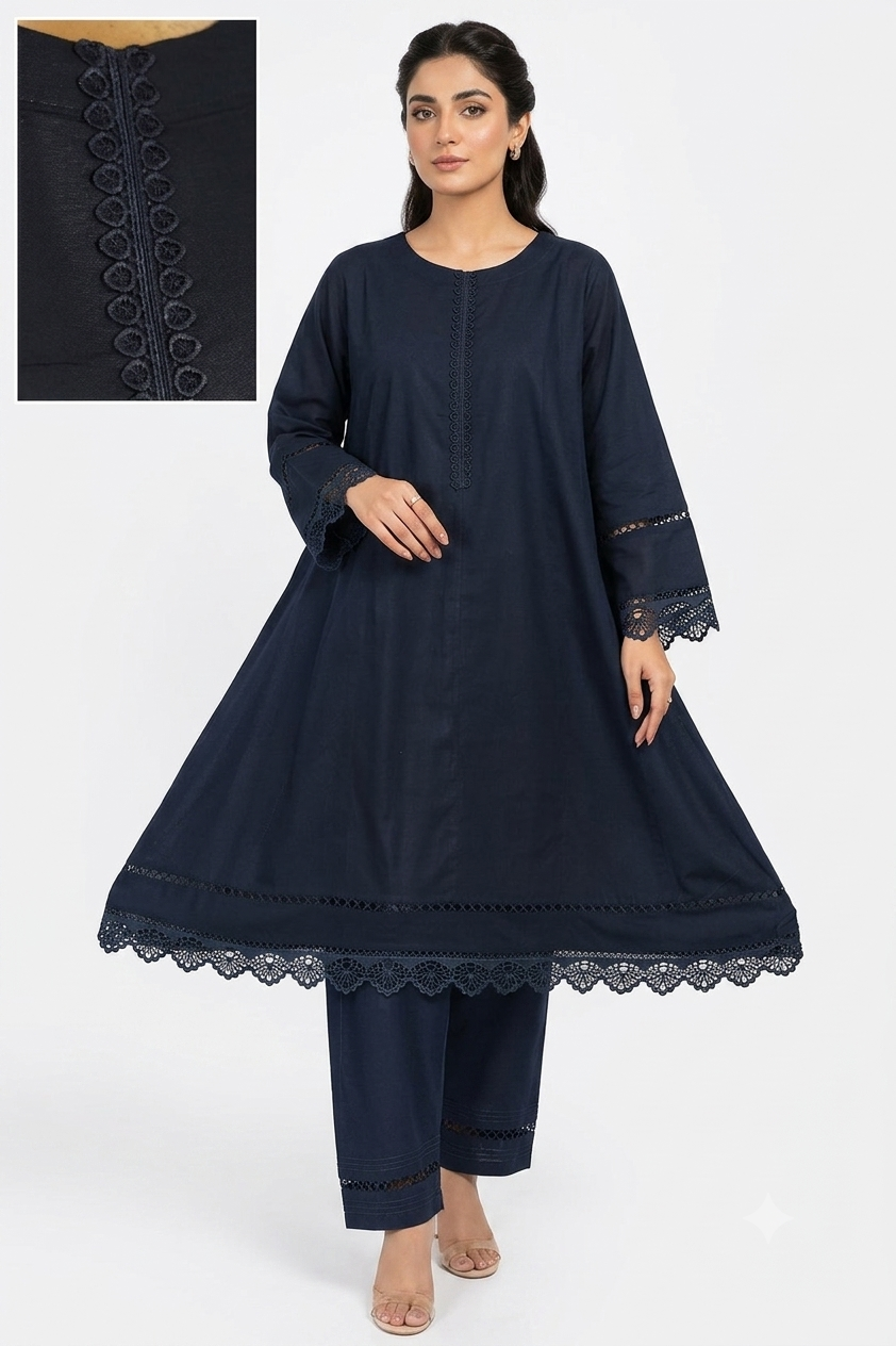 Seema Jee Black Embroidered 2 Piece Suit – Medium Size | Women's Premium Casual Wear