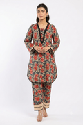 Seema Jee Black & Red Floral Printed 2 Piece Lawn Suit – Medium Size | Women's Casual Wear