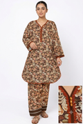 Seema Jee Brown Floral Printed 2 Piece Lawn Suit – Medium Size | Women's Casual Wear