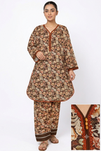 Seema Jee Brown Floral Printed 2 Piece Lawn Suit – Medium Size | Women's Casual Wear