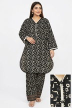 Seema Jee Black Abstract Printed 2 Piece Lawn Suit – Medium Size | Women's Casual Wear